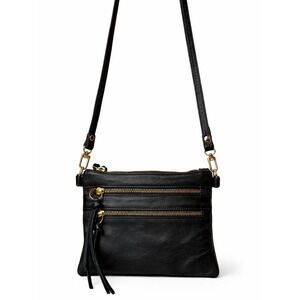 Pietro Alessandro Crossbody Bag Women Black Excellent Triple Zip Leather Tassel